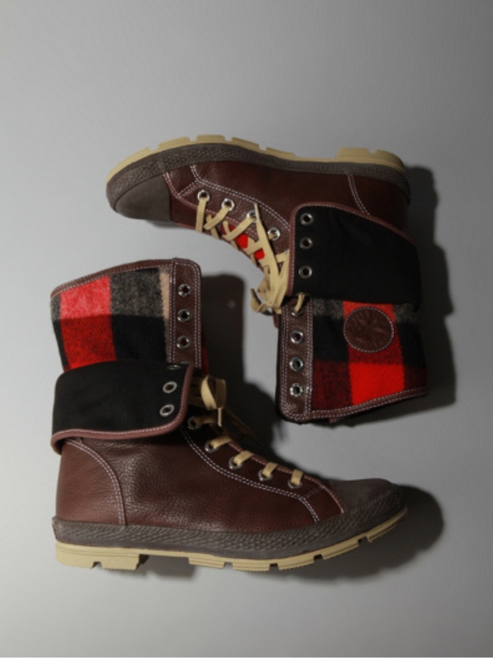 Chuck Taylor X Woolrich Storm brown leather Boot sneakers tall lace up 5